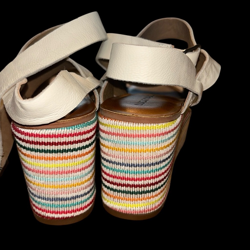 Lucky Brand Ginny Milk Rivington Espadrille Wedge Sandal with Stripes - Picture 6 of 13